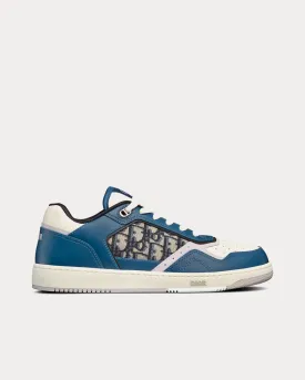 B27 Blue, Cream and Dior Gray Smooth Calfskin with Beige and Black Dior Oblique Jacquard Low Top Sneakers
