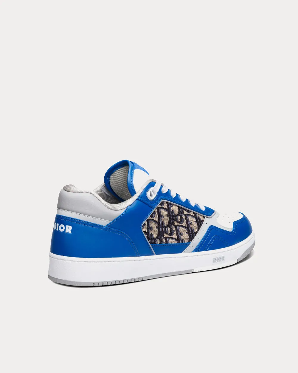 B27 Blue, Gray and White Smooth Calfskin with Beige and Black Dior Oblique Jacquard Low Top Sneakers