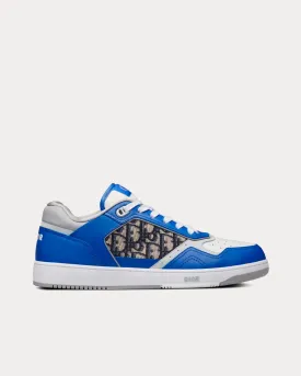 B27 Blue, Gray and White Smooth Calfskin with Beige and Black Dior Oblique Jacquard Low Top Sneakers