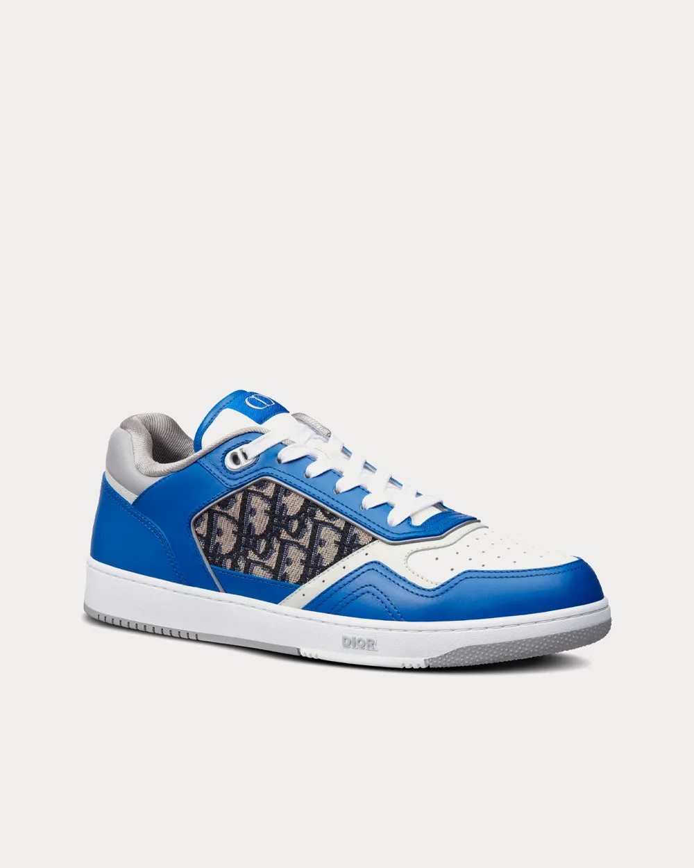 B27 Blue, Gray and White Smooth Calfskin with Beige and Black Dior Oblique Jacquard Low Top Sneakers
