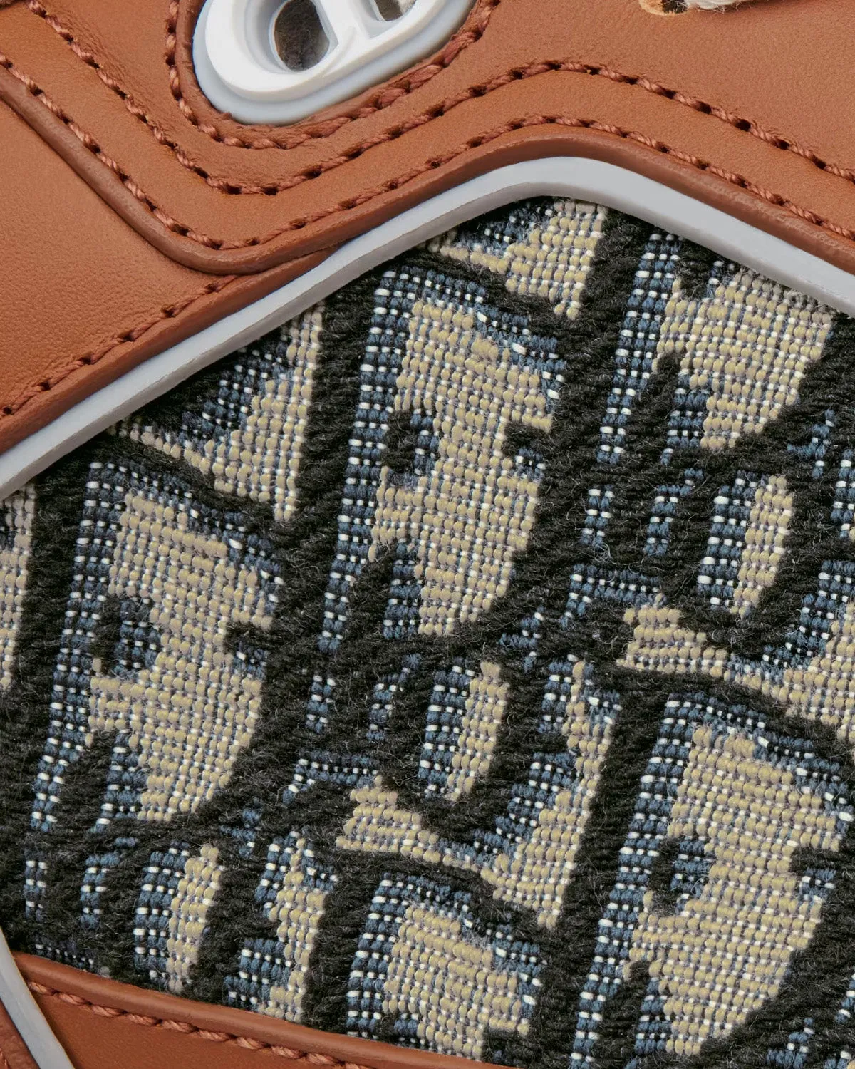 B27 Brown and Cream Smooth Calfskin with Beige and Black Dior Oblique Jacquard Low Top Sneakers