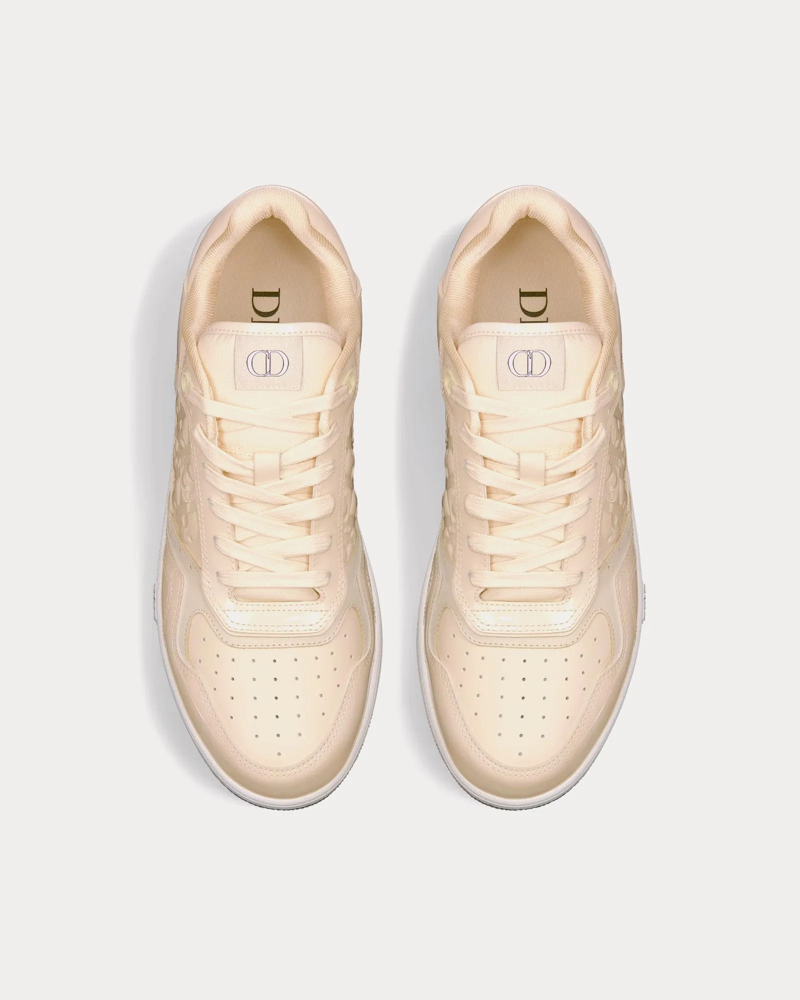 B27 Cream Patent Calfskin and Dior Oblique Gravity Leather Low Top Sneakers