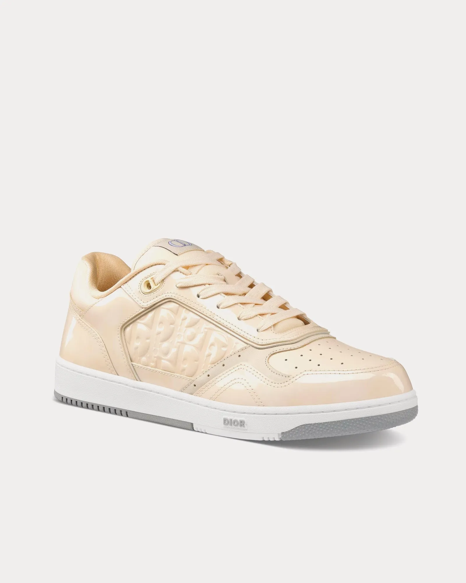 B27 Cream Patent Calfskin and Dior Oblique Gravity Leather Low Top Sneakers