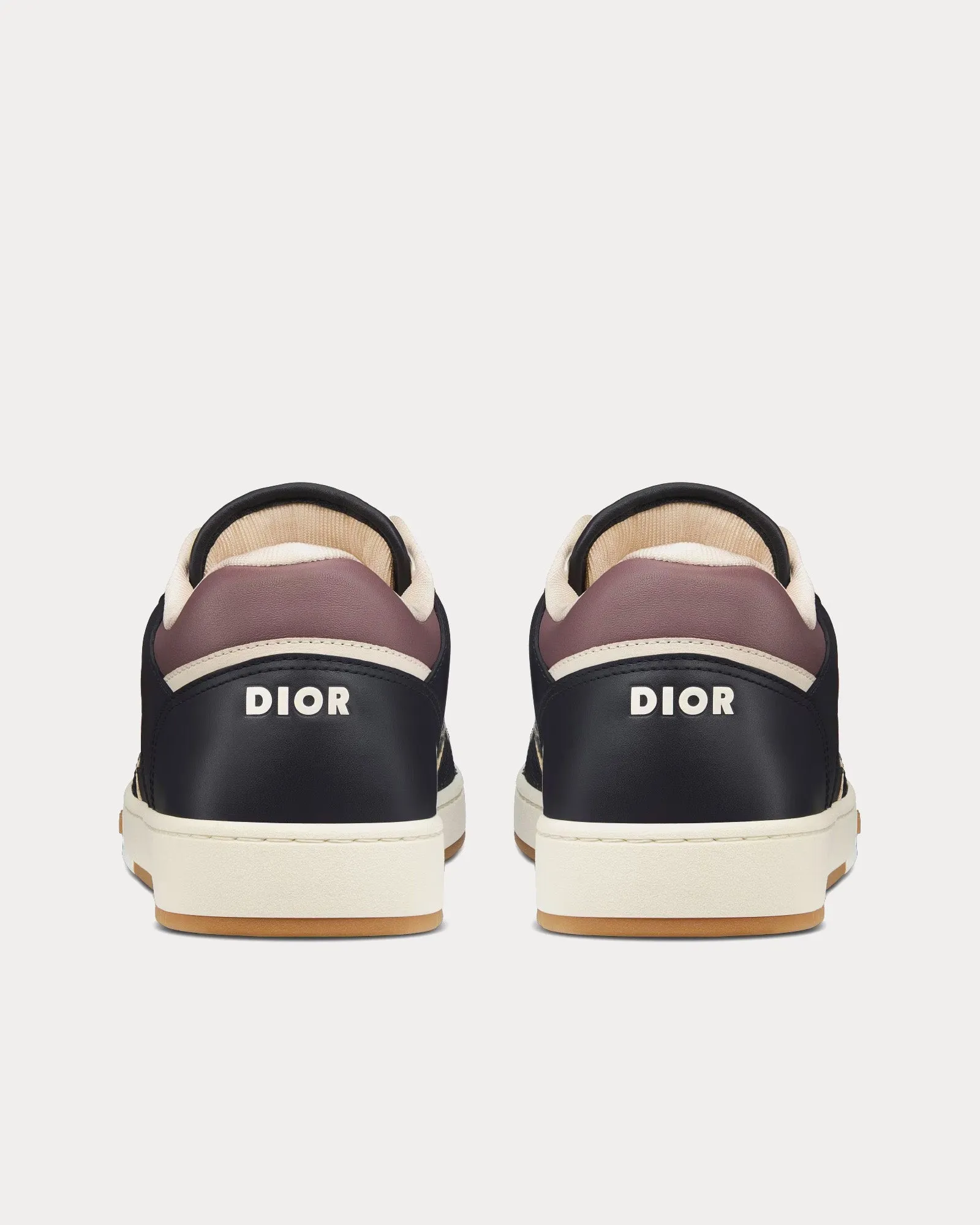 B27 Deep Blue and Plum Smooth Calfskin with Beige and Black Dior Oblique Jacquard Low Top Sneakers
