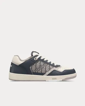 B27 Deep Gray and Cream Smooth Calfskin with Deep Gray Dior Oblique Jacquard Low Top Sneakers