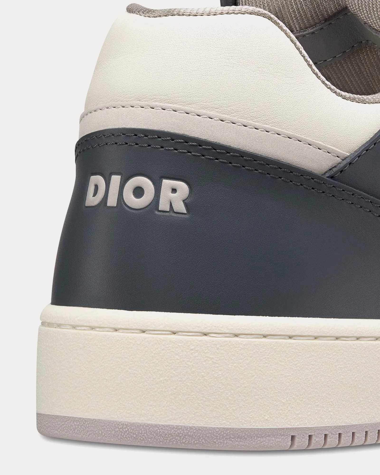 B27 Deep Gray and Cream Smooth Calfskin with Deep Gray Dior Oblique Jacquard Low Top Sneakers
