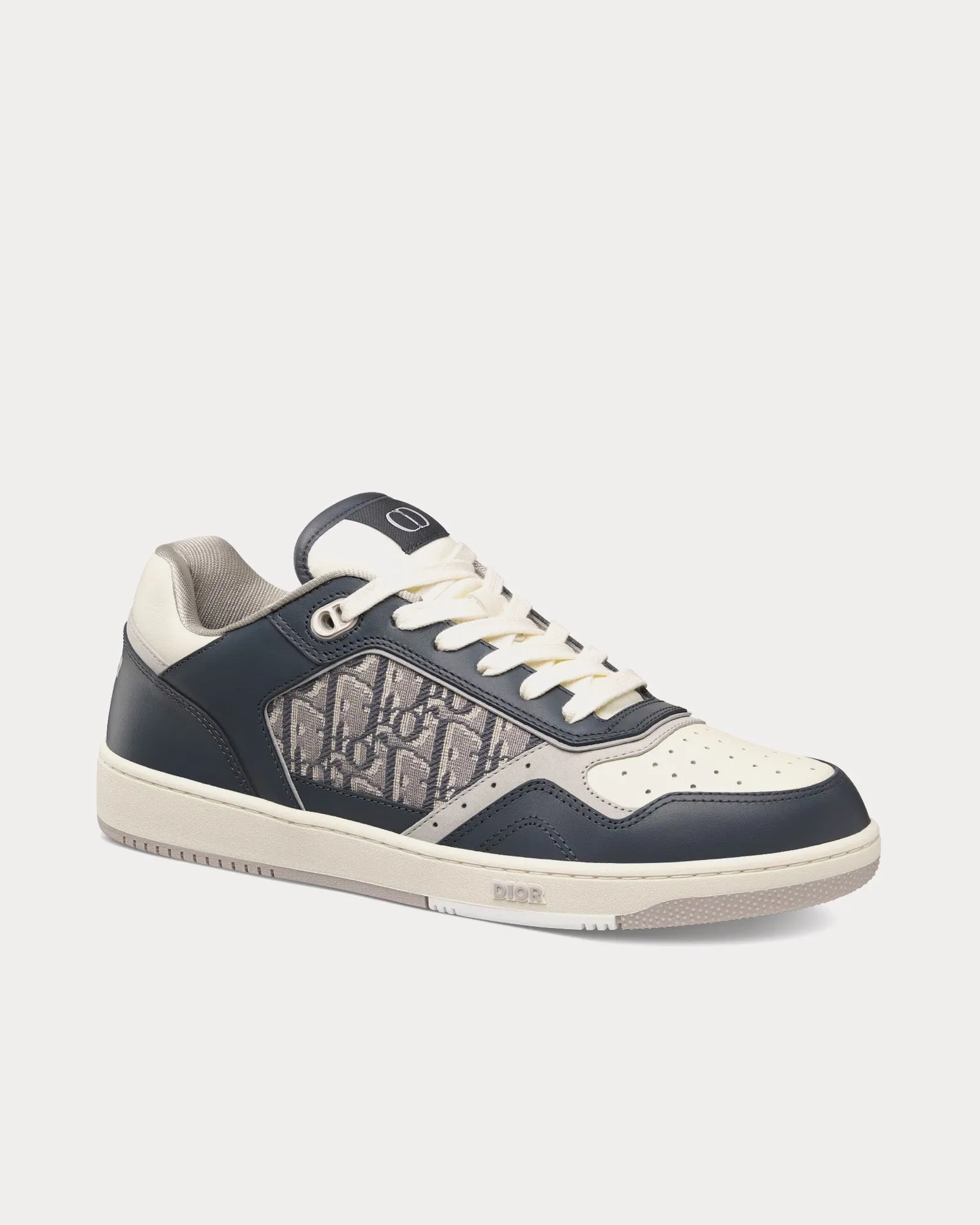 B27 Deep Gray and Cream Smooth Calfskin with Deep Gray Dior Oblique Jacquard Low Top Sneakers