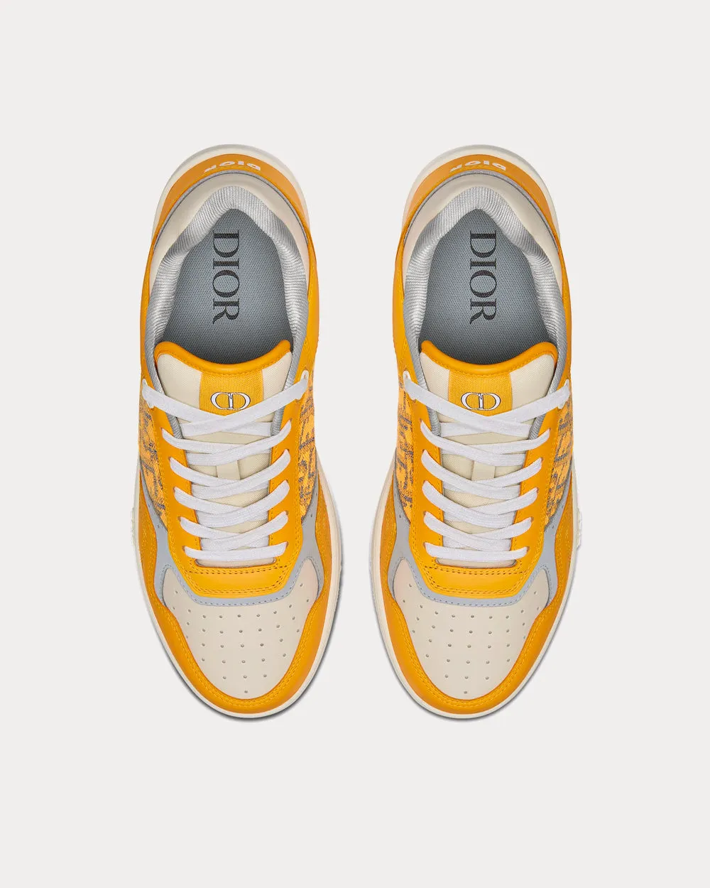 B27 Gold-Tone Smooth Calfskin and Dior Oblique Jacquard Low Top Sneakers