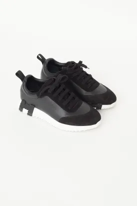 Black Leather Bouncing Sneaker