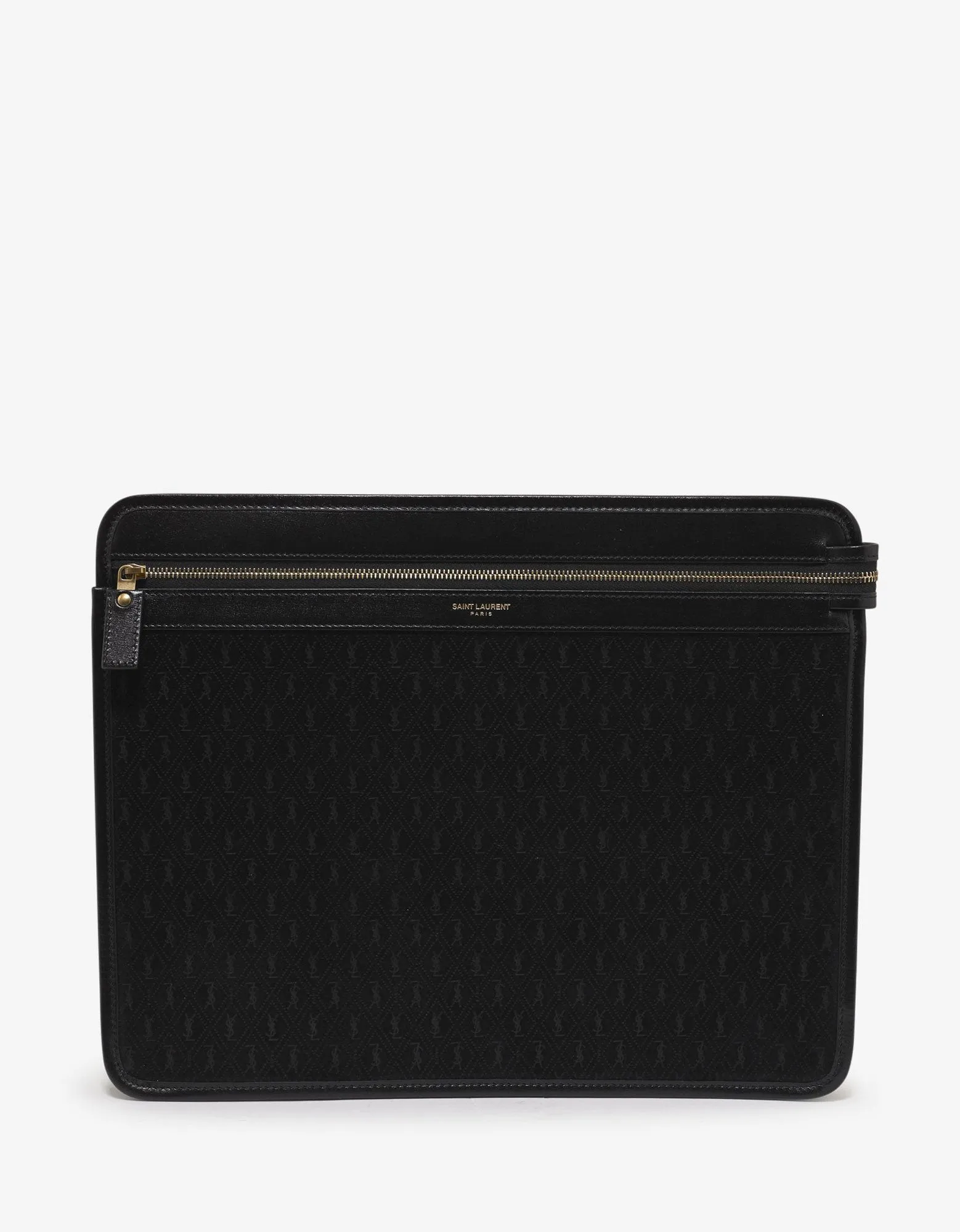 Black Monogram Suede Leather Document Holder -