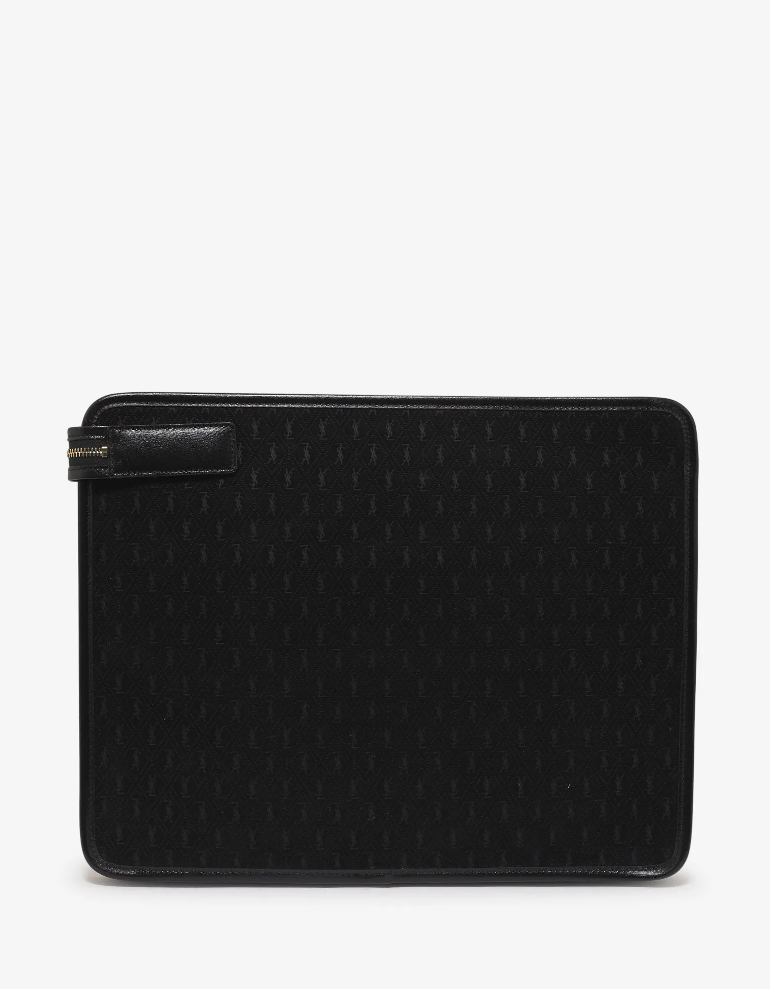 Black Monogram Suede Leather Document Holder -