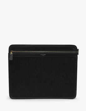 Black Monogram Suede Leather Document Holder -