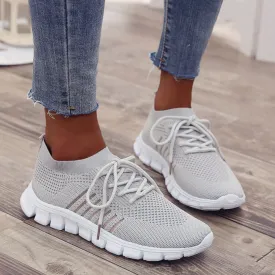 Breathable Mesh Round Toe Lace Up Athletic