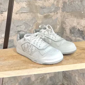 Dior B27 White Grey Oblique Leather Low Top Sneakers