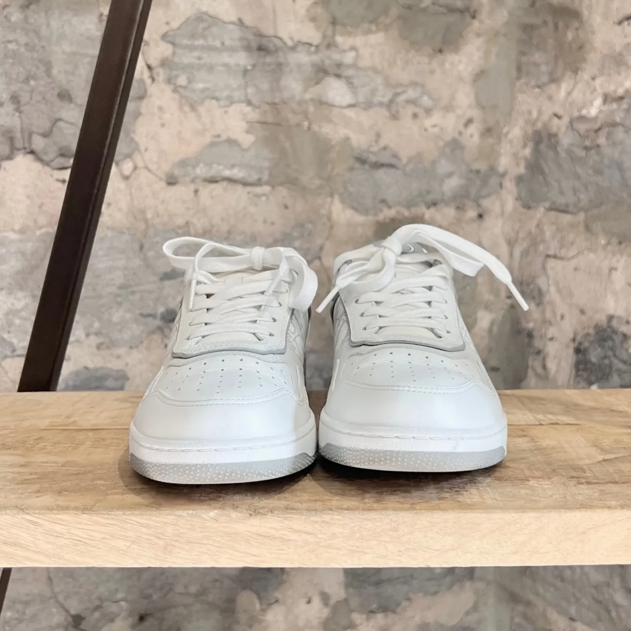 Dior B27 White Grey Oblique Leather Low Top Sneakers