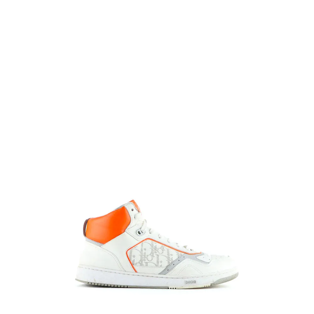 DIOR - Sneakers B27 High en cuir blanc et orange (T43)