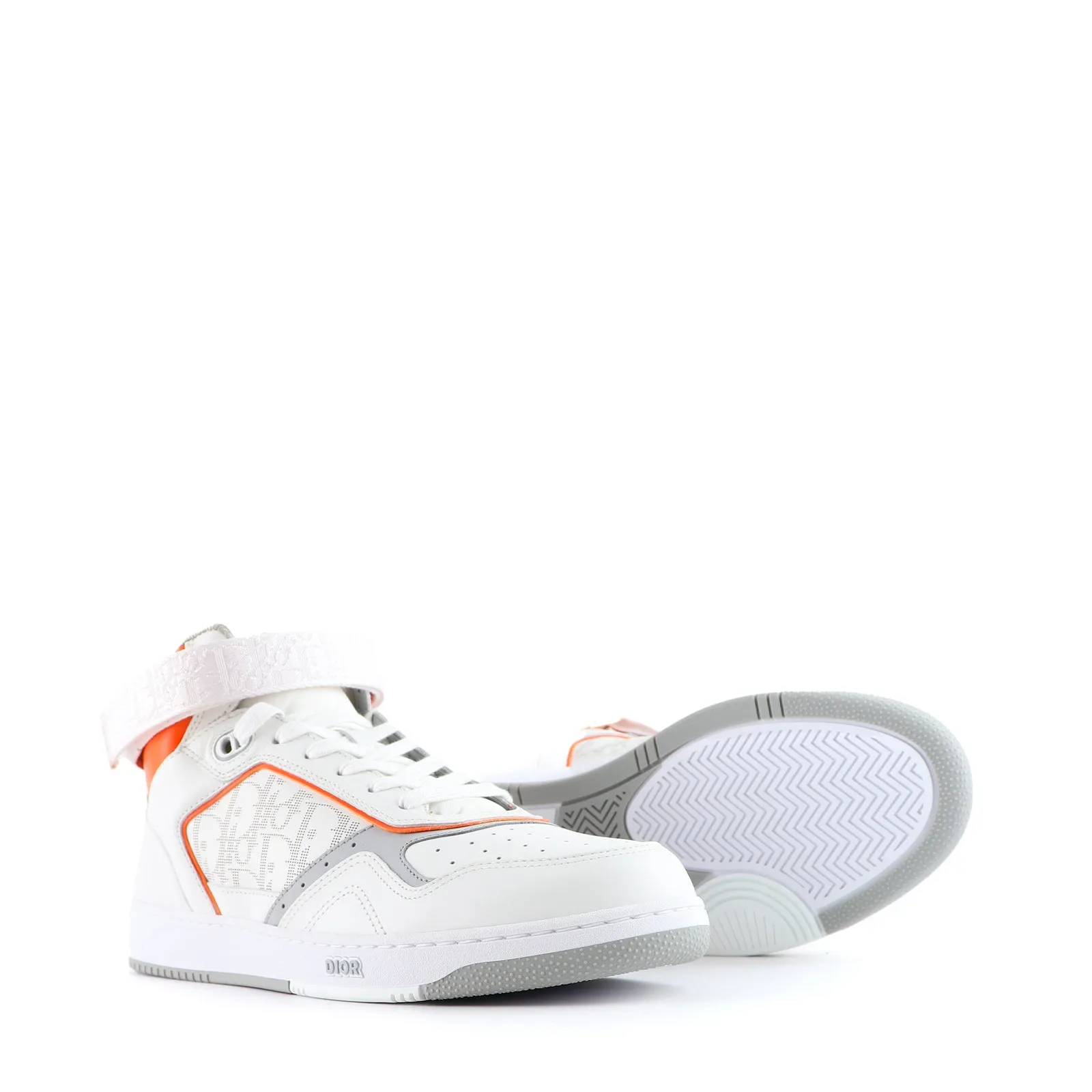 DIOR - Sneakers B27 High en cuir blanc et orange (T44)
