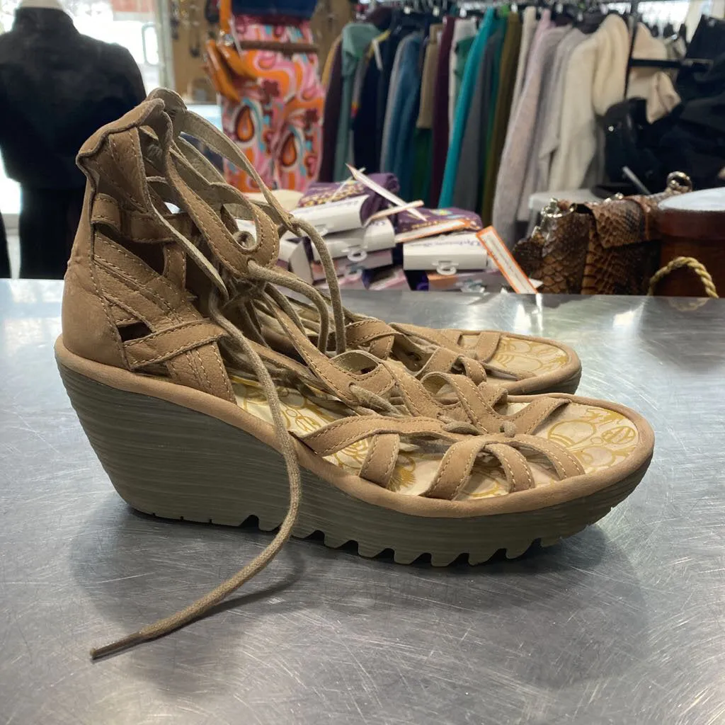 Fly London lace up wedge sandals 37