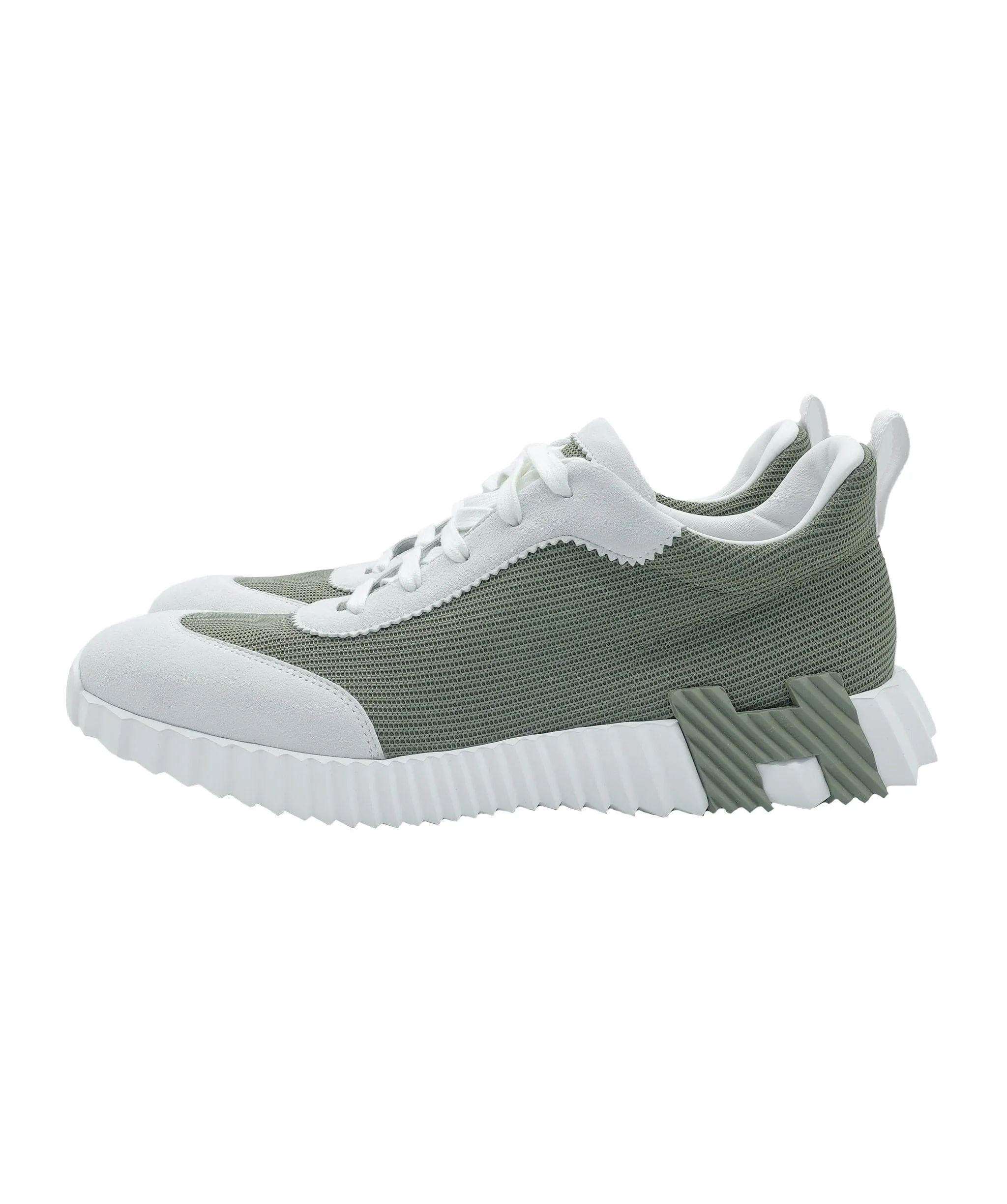 Hermes Bouncing White/Khaki Sneakers 44.5 RJC2469
