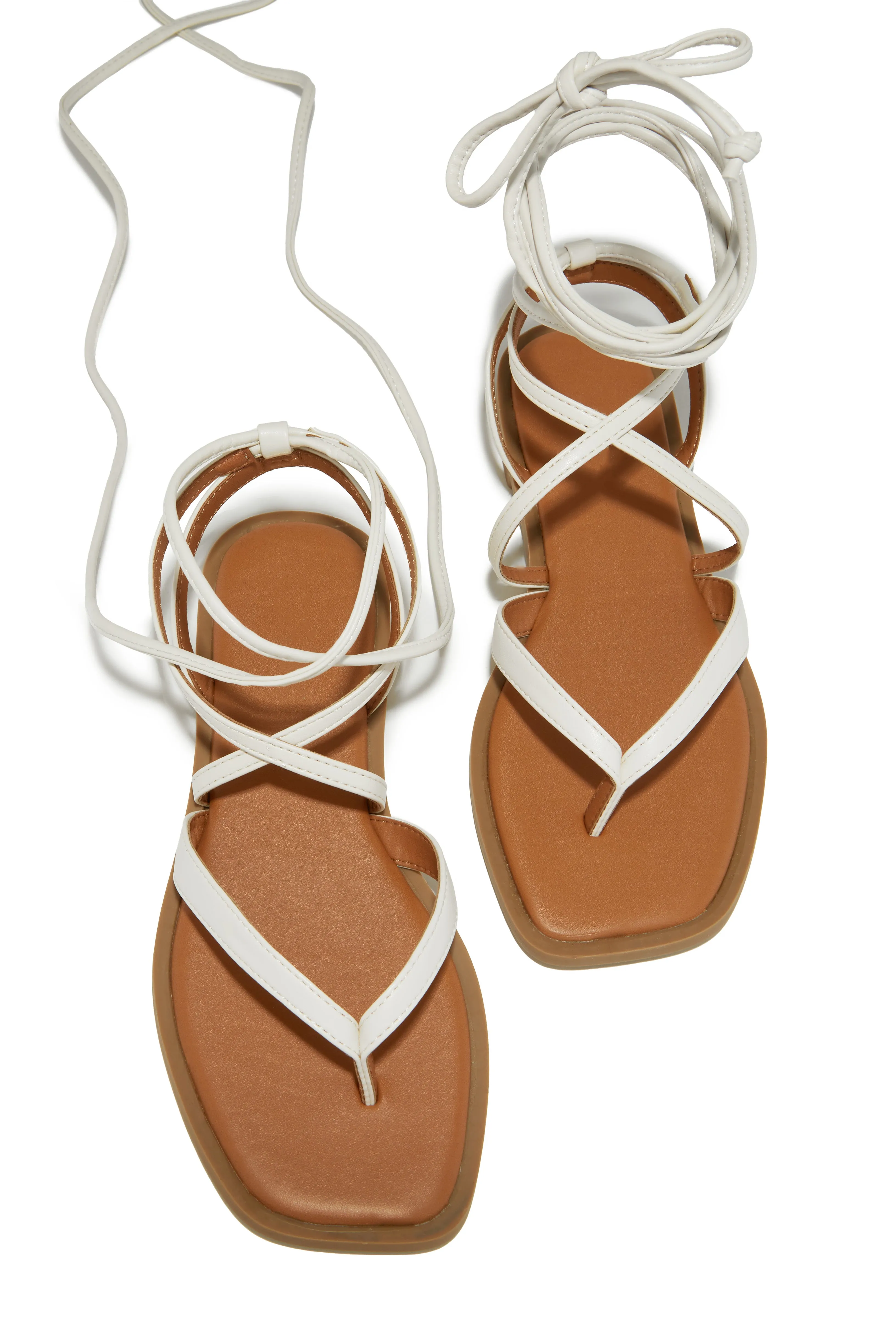 Mina Lace Up Sandals - Bone