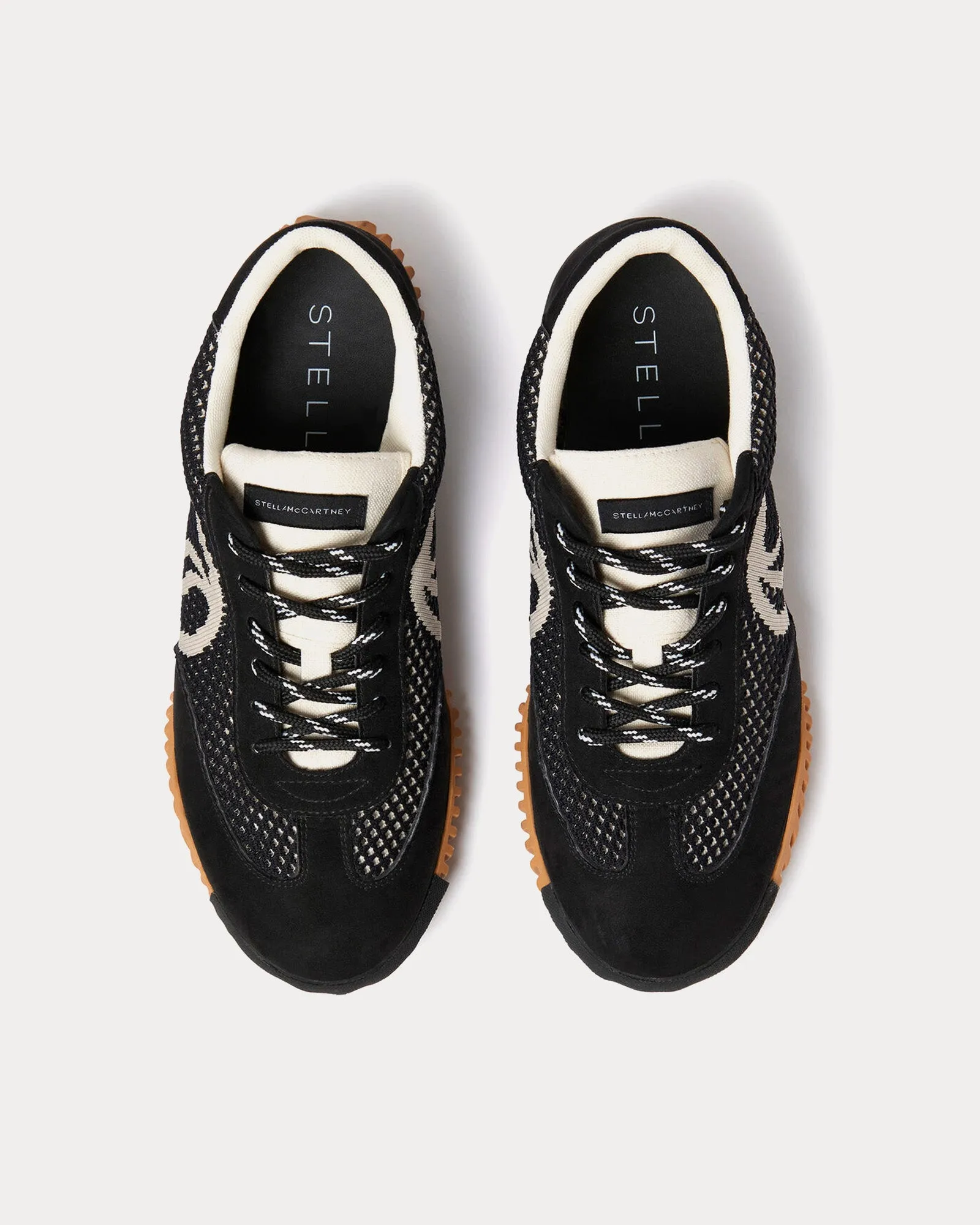 S-Wave Sport Mesh Panelled Midnight Black Low Top Sneakers