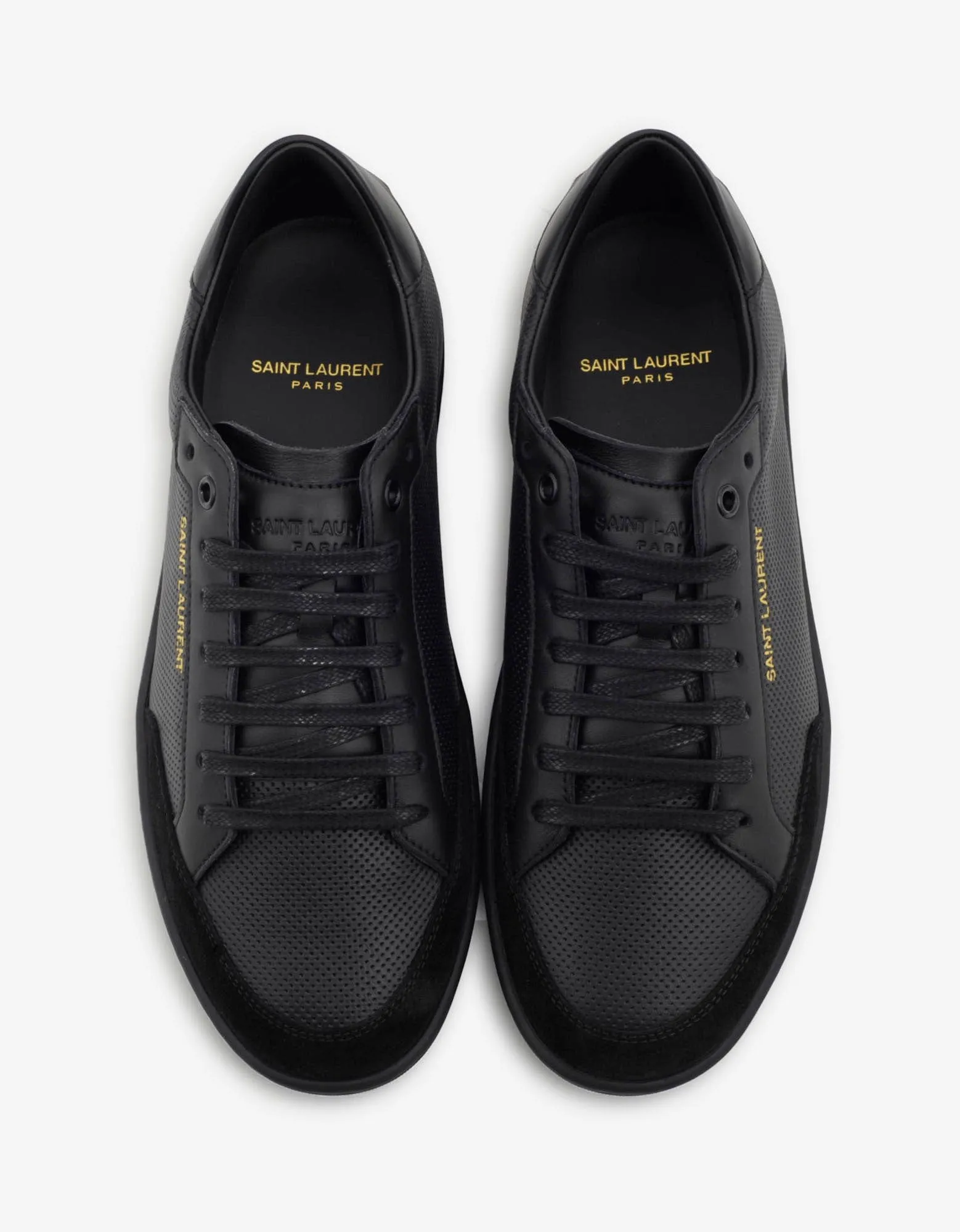 Saint Laurent Court Classic SL/10 Black Perforated Leather Trainers