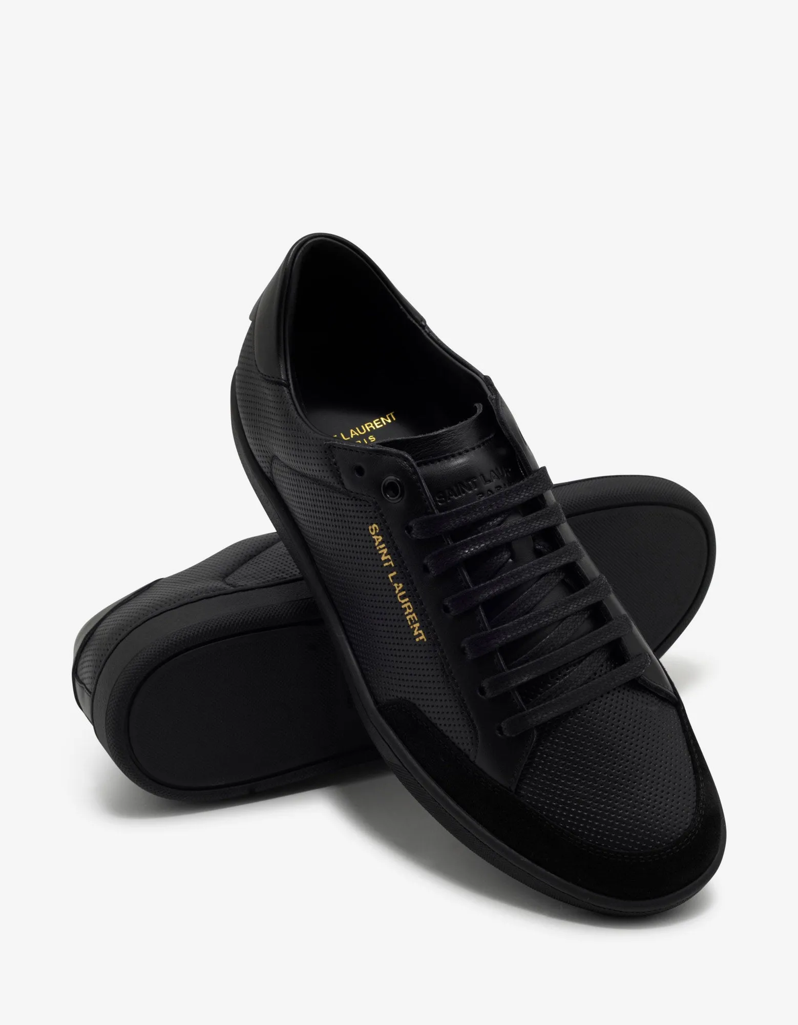 Saint Laurent Court Classic SL/10 Black Perforated Leather Trainers