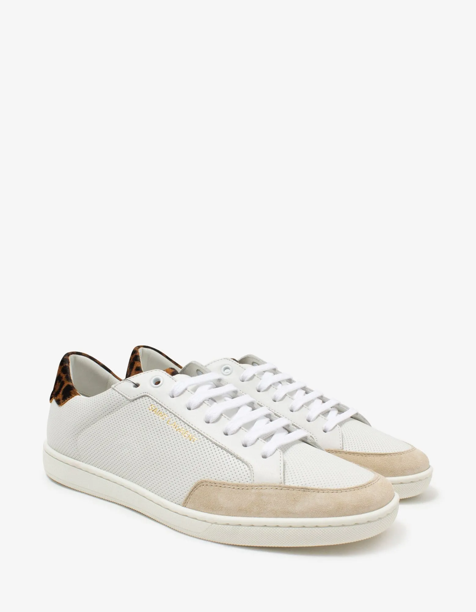Saint Laurent Court Classic SL/10 White Perforated Leather Trainers