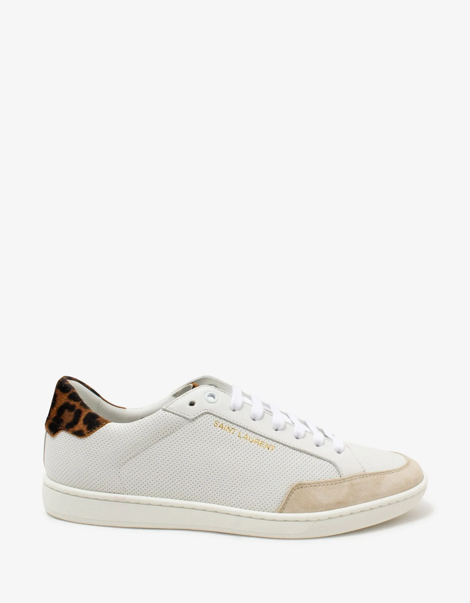 Saint Laurent Court Classic SL/10 White Perforated Leather Trainers