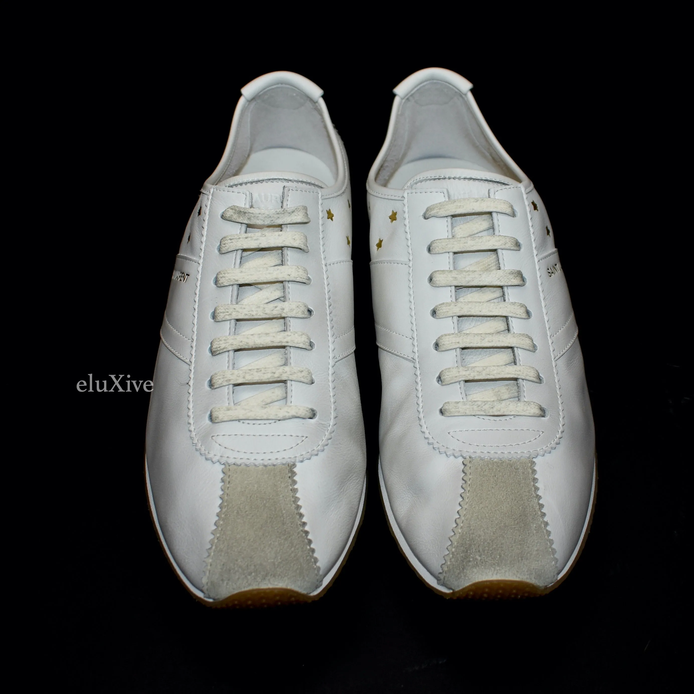 Saint Laurent - White Distressed Leather Jay Sneakers
