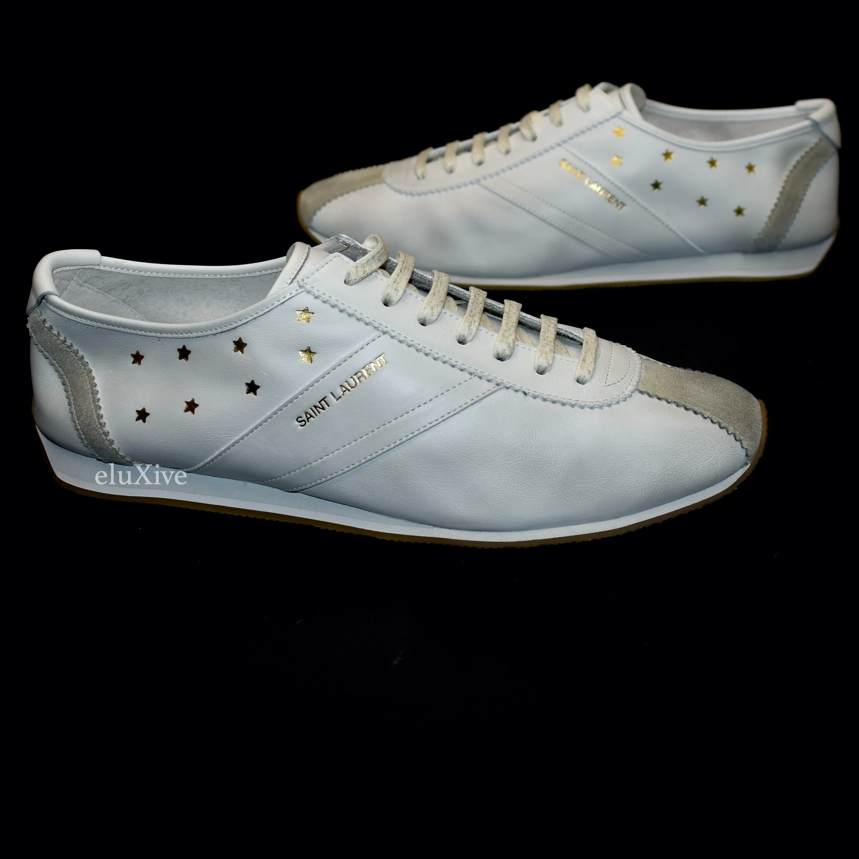 Saint Laurent - White Distressed Leather Jay Sneakers