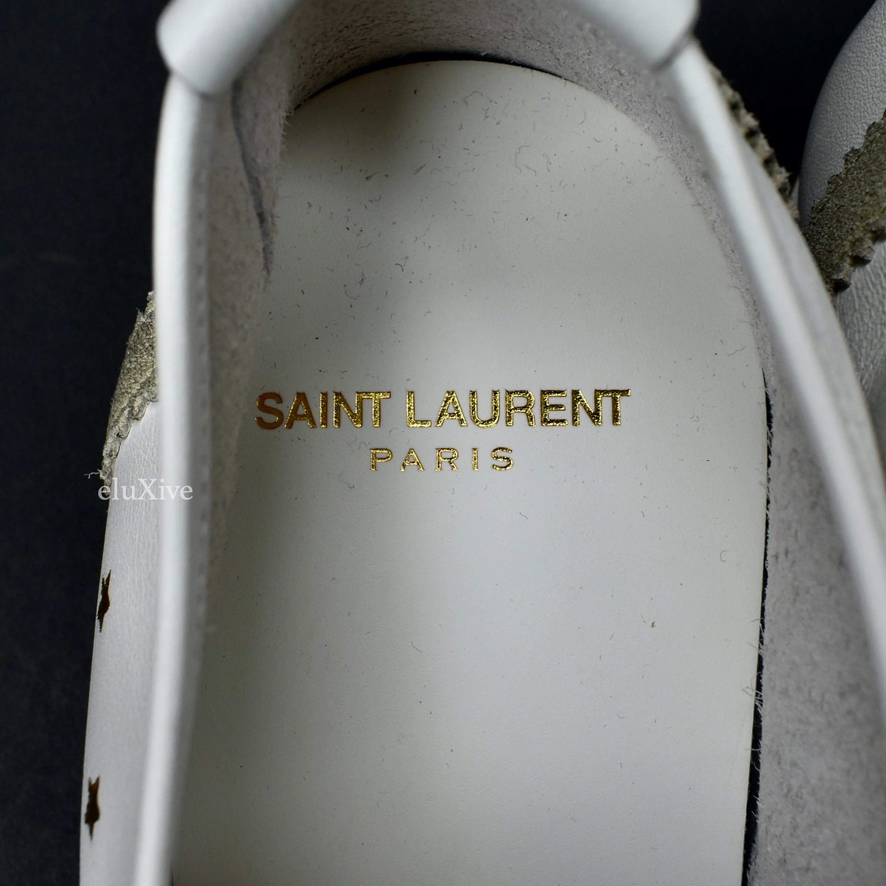 Saint Laurent - White Distressed Leather Jay Sneakers