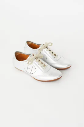 Silver Perforated H Sneaker