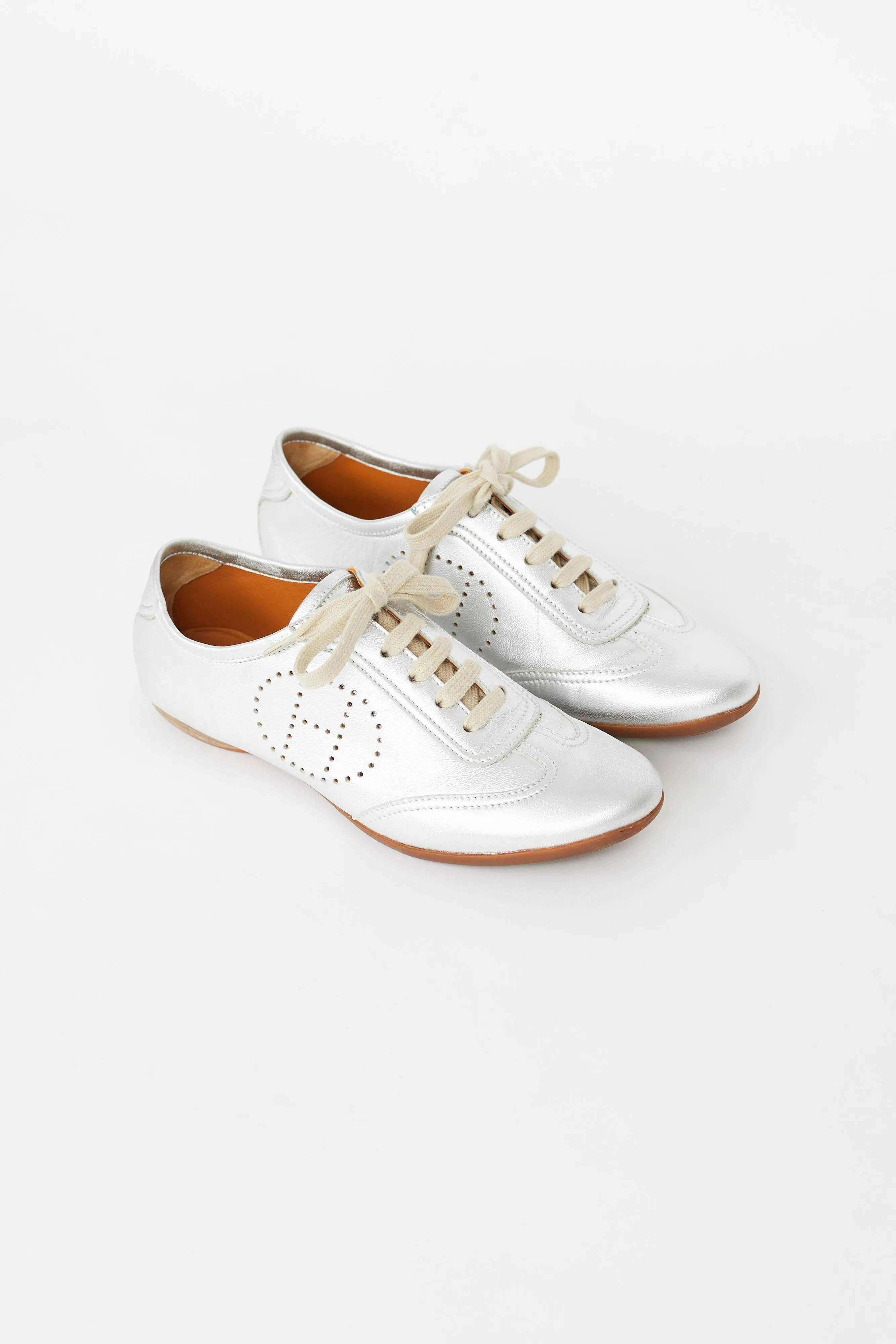 Silver Perforated H Sneaker