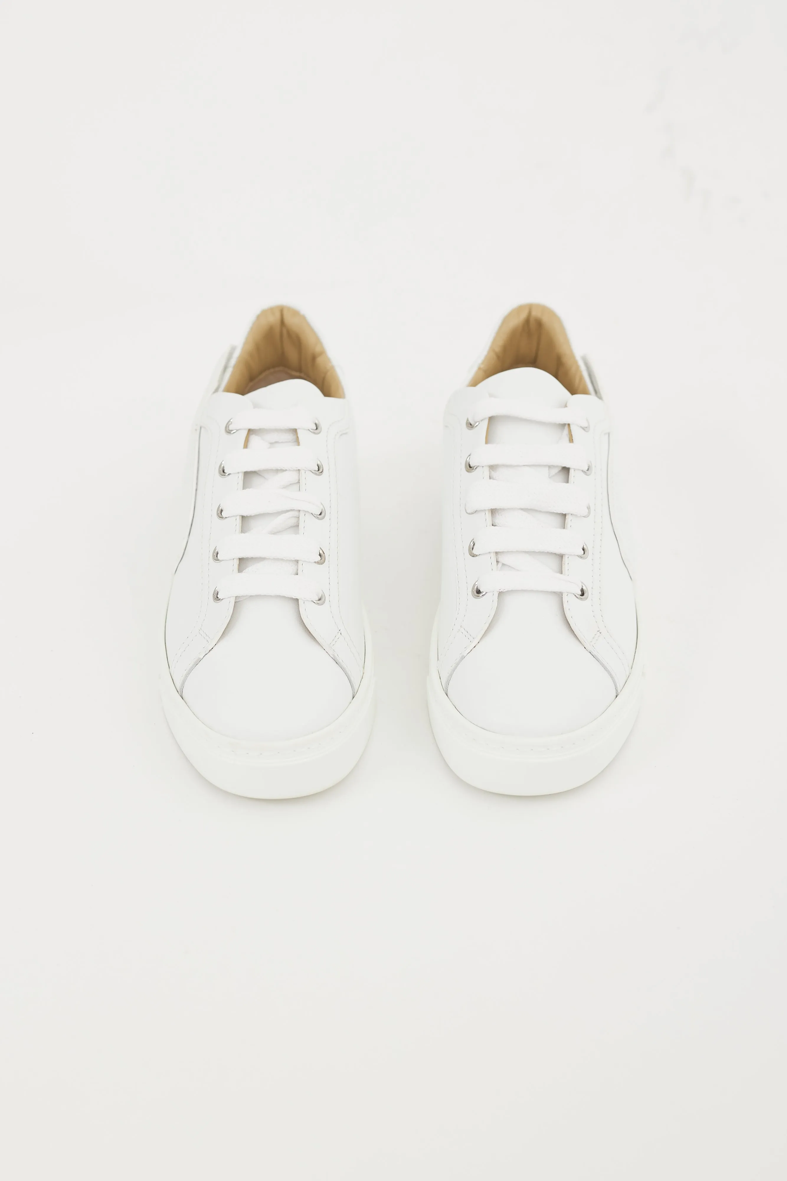 White Leather Velvet Veau Wing Sneaker