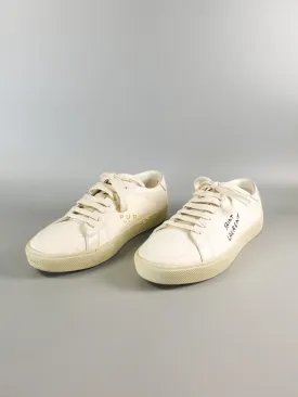 YSL Distressed Canvas Court Classic Ivory White Sneakers Size 39 (25cm)