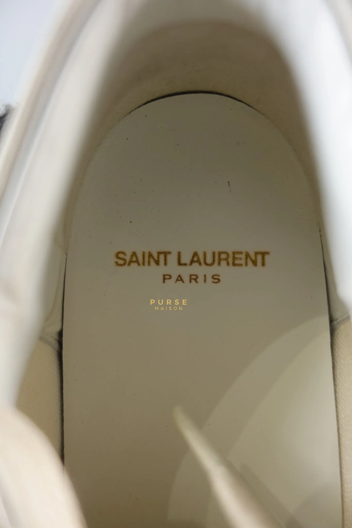YSL Distressed Canvas Court Classic Ivory White Sneakers Size 39 (25cm)